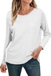 NEYOUQE Trendy Women Long Sleeve Fall Tunic Tops Clothing Plus Size White Basic Fashion Shirt Crewneck Blouse for Women Ladies White Basic Dressy top Shirts Femme Casual Womens top White XL