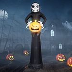 EBANKU 8.8 Ft Halloween Inflatables Ghosts with LED Lights, Halloween Huge Sickle Ghost Pumpkin Grim Reaper Inflatables Outdoor Indoor Decoration Yard Garden Veranda Halloween Party Decorations