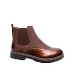 IVACHY Women Chelsea Boots - Classic Brogue Ankle Boots Elastic- Stretch Ankle Strap, Ladies Fashion Winter Patent Boots Size UK 3-8 Camel