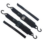 FishYuan Boat Trailer Transom Tie-Down Securing Straps Ratchet Kayak and Canoe Bow and Stern Tie Down Straps, 2 Pack,Black