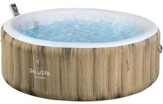 Bestway SaluSpa San Diego UltraFit EnergySense Inflatable Hot Tub Spa (77" x 26") | Portable Hot Tub with Energy-Efficient Cover and Built-in Pump | Fits Up to 4-6 Persons | Brown Wood