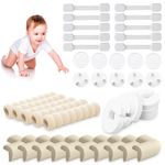 41 pcs Baby Proofing Kit, Toddler Proof Child Safety Kit, 10 Baby Safety Cupboard Locks, 10 Table Corner Guards, 5 Door Handle Protectors, 10 Plug Socket Covers UK, 6 Door Slam Stoppers for Kids