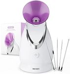 EZBASICS Facial Steamer Ionic Face Steamer for Home Facial, Warm Mist Humidifier Atomizer for Face Sauna Spa Sinuses Moisturizing, Unclogs Pores, 1 Pack + 5 Stainless Steel Skin Kit Violet