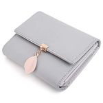 UTO Small Wallet for Women RFID Leather Vegan Leaf Pendant Card Holder Organizer Girls Zipper Coin Purse CA