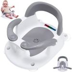 MAIKKB Baby Bath Seat 6 Months Plus,Sit Up Bath Seat with Temperature Alert,Baby Bath Chair for Babies 6 Months+,Baby Bath Support Toddler Bath tub seat with Open Backrest+4 Suction Cup Grey