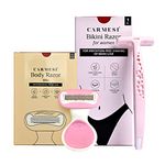 Carmesi Body Razor (Mini) & Bikini Razor Combo Shaver for Women | Painless & Precision Shave,White