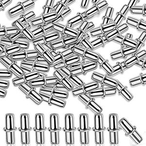 FANDAMEI 50 Pack Shelf Pins, Metal Nickel Support Pegs Cabinet Support Pins for Furniture Shelves Bracket