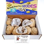 10 Break Your Own Geodes, Extra Large ( 2.5-3 inches) Easy Crack Open & Discover Surprise Crystals Inside, Includes Educational Info & Magnifying Glass, Fun Party Favors and Prizes