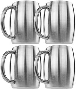 Southern Homewares Stainless Double Wall Steel Beer Coffee Desk Mug Smooth 14-Ounce Set of 4