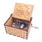 Beauty and The Beast Music Box Hand Crank Musical Box Carved Wooden,Play Beauty and The Beast Theme,Brown