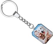 FindChic Personalized Keychains with Picture Custom Acrylic Photo Keychain for Women Square Crystal Key Chains Cute Wallet Accessories Both Sides Pictures Stainless Steel Keyring on Backpacks