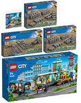 Lego City Set of 5: 60335 Train Station, 60238 Turnouts, 2 x 60205 Rails & 30588 Children's Playground