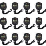 12 pack Multi-function Electronic Digital Sport Stopwatch Timer, Large Display with Date Time and Alarm Function,suitable for Sports Coaches Fitness Coaches and Referees