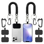 HOTEMIA Phone Tether Lanyard Anti Theft Phone Strap with Carabiner Anti-Drop Outdoor Skiing Hiking Cycling Fishing Climbing fit iPhone and Most Cell Phone (Black+Black)