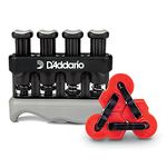 D'Addario Varigrip Finger Strengthener with Fiddilink - Finger Exerciser and Guitar Trainer with Simulated Strings for Callus Building - Strengthening and Coordination Tool for Guitar Players