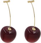 Korean Cherry Earrings for Women Sweet Cherry Dangle Drop Earrings, Earrings Jewelry For Gift, Stylish Earring Color- Cherry Red & Golden