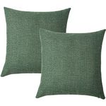 Throw Pillow Covers 18x18 - Decorative Pillows for Couch Set of 2 Rustic Burlap Linen Cushion Cover Large Accent Pillowcase for Bedding, Home Decor, Sofa, Bed Outdoor Farmhouse Fall Green