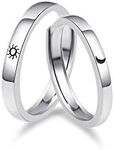 Leriaon 925 Sterling Silver Resizable Couple Rings Sun for Morning/Moon for Night Love Matching Promise Ring for Lover Adjustable Rings, Silver