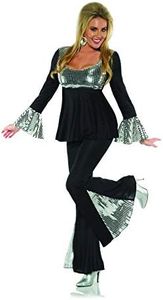 Underwraps Women's 2-Piece-Disco 70's Costume, black And Silver, Extra Large
