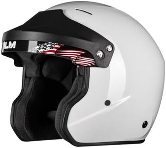 ILM Snell SA2020 Open Face Auto Racing Helmets Lightweight Fiberglass Helmet for Men and Women Model R85 (XL, White)