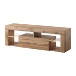Selsey BIANKO - Modern TV Stand - TV Cabinet - 140 cm - LED Lighting - Lancaster Oak