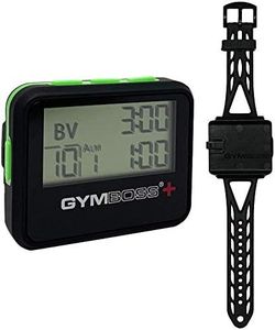 Gymboss Plus Interval Timer and Stopwatch + Gymboss Watch Strap - Bundle (Black with Green Buttons)