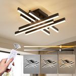 ORANOOR Modern LED Ceiling Light Flush Mount, 24in Dimmable Black LED Ceiling Light with Remote for Bedroom Kitchen Living Dining Room, Square Modern Ceiling Lamp LED Chandelier Light Fixture(3000lm)