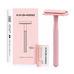 Kinghood Double Edge Safety Razor for Men & Women, Eco Friendly Single Blade Razor for Body & Face, Zero Waste Reusable Razor, Metal Handle One Blade Razor with 10 Blades (Pink)…