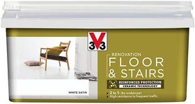 V33 Renovation Floor & Stairs Paint | High Resistance to Shocks and Abrasions | Anti-Stain Barrier for Reinforced Protection | White Satin | 2L