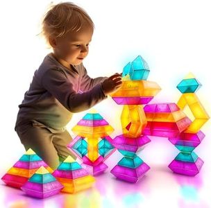 Building Block Sets for Kids 1 2 3 4 5 6 Year Old, 30 Pcs Stacking Blocks Toys for Boys Girls, STEM Preschool Learning Activities Educational Light Table Toys Gifts for Toddlers Children Age 18+ Month