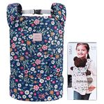 Bebamour Baby Dolls Carriers for Kids Cotton Front and Back Carrier for Carrying Stuffed Toys Presents for Boys and Girls (Blue Flower)