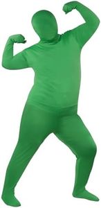 UTEBIT Green Full Bodysuit Men Spandex Suit Stretch Adult Costume Chromakey Disappearing Zentai Man Body Suit Unisex Greenman Suit for Halloween Cosplay Masquerade Carnival