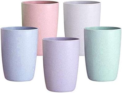 Shopwithgreen 5 Pack Reusable Wheat Straw Drinking Cups Eco-Friendly Drinking Glasses for Kids Adults, Dishwasher Safe, BPA-Free