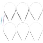 6 Pieces Circular Knitting Needles 2mm-8mm Flexible Stainless Steel Sweater Needle with Wire Total Length 60M Double Pointed Extra Long Round Crochet Knitting Needle for Weaving Hat Sweater Scarf