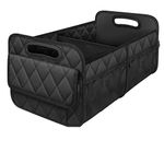 Handcuffs Polyester Car Trunk Organizer Box With Handles | Automotive Accessories | Cars Storage | Collapsible | Kids Toy | Boot | Suv | Truck | Organisers (Black, Beverages)