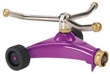 Dramm 15056 Colorstorm Premium 3-Arm Whirling Sprinkler with Heavy Duty Metal Wheeled Base, Berry