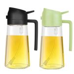 SWEET VIEW 2PCS Oil Sprayer for Cooking, 470ml 2 In 1 Oil Dispenser and Oil Sprayer, Glass Oil Dispenser Pourer for Kitchen, Cooking, Salad, Barbecue (Black,Green)