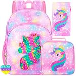 3PCS Unicorn Backpack for Girls, 16" Kids Bookbag with Lunch Box, Water Resistant School Bag for Elementary Prechool Toddler