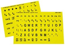 Large Print Key-Top Stickers - Black On Yellow Background, Non-Transparent Oversized Characters Keyboard Stickers for The Visually Impaired and Low Vision