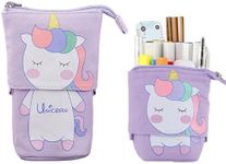 MAIHUO Unicorn Pencil Case, Cute Stand Up Pencil Case,Unicorn Pop Up Pencil Case,Telescopic Pen Holder, Girls Vertical Pencil Case,Pencil Case Zip, Pencil Case and Pencil Holder 2-in-1