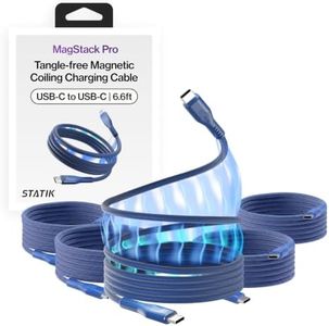 Statik MagStack Pro USB C to USB C Cable, Magnetic Type C Charger Fast Charging Cord, On The Go Magnetic Charging Cable for Car, Compatible with 16 Pro Max, 15, Galaxy S21, Navy 100W 6FT, 5 Pack