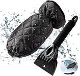 ESTOVE Car Ice Scraper, Snow Scraper Tool with Warm & Waterproof Glove for Windshield, Windscreen, Frost Day, black