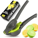 Zulay Metal 2-In-1 Lemon Squeezer Manual - Sturdy, Max Extraction Hand Juicer Lemon Squeezer Gets Every Last Drop - Easy to Clean Manual Citrus Juicer - Easy-to-Use Lemon Juicer Squeezer - Gray/Lime
