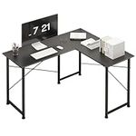 Mexin L Shaped Computer Desk, 49.6 Inch Corner Desk, Gaming Desk with X-Shaped Metal Frame, Writing Desk for Home Office Small Space, Black