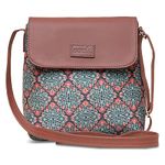 ZOUK Kolkata Nouveau Motif Printed Women's Hand Crafted Vegan Leather Green Flap Sling Bag