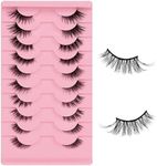 TORMEN False Eyelashes,10 Pairs of Half False Eyelashes,3D Eyelash Handmade False Eyelash Set,Half False Eyelash Transparent Cat Eye Natural Short Eyelash Mink False Eyelash (Hybrid)