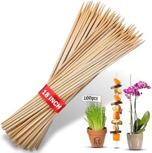 100 Pack 18" Bamboo Plant Stakes, Garden Sticks for Plant Support Tomato Floral Potted, Indoor Gardening Wooden Sign Posting and Other Crafts Long Natural Wood Skewers (18 inch)