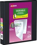 Avery Durable View 3 Ring Binder, 1.5 Inch, Slant D Rings, Black, 2 Pockets, 375 Sheet Capacity, PVC Free (17021)