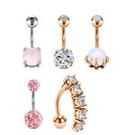 incaton 5Pcs 1.6mm Belly Button Bars Pack 14G Stainless Steel Belly Button Rings Reverse Navel Rings Piercing Jewellery 10mm