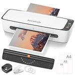 Laminator, 6 in 1 Laminator Machine, 9 Inch Cold-Thermal Laminator with 15 Pouches Sheets, A4 Personal Desktop Laminating Machine Built in Paper Cutter, Corner Rounder, Hole Puncher and Iron Ring